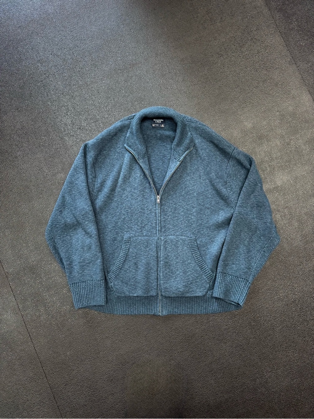 Abercrombie & Fitch Blue Full-Zip Knit Sweater